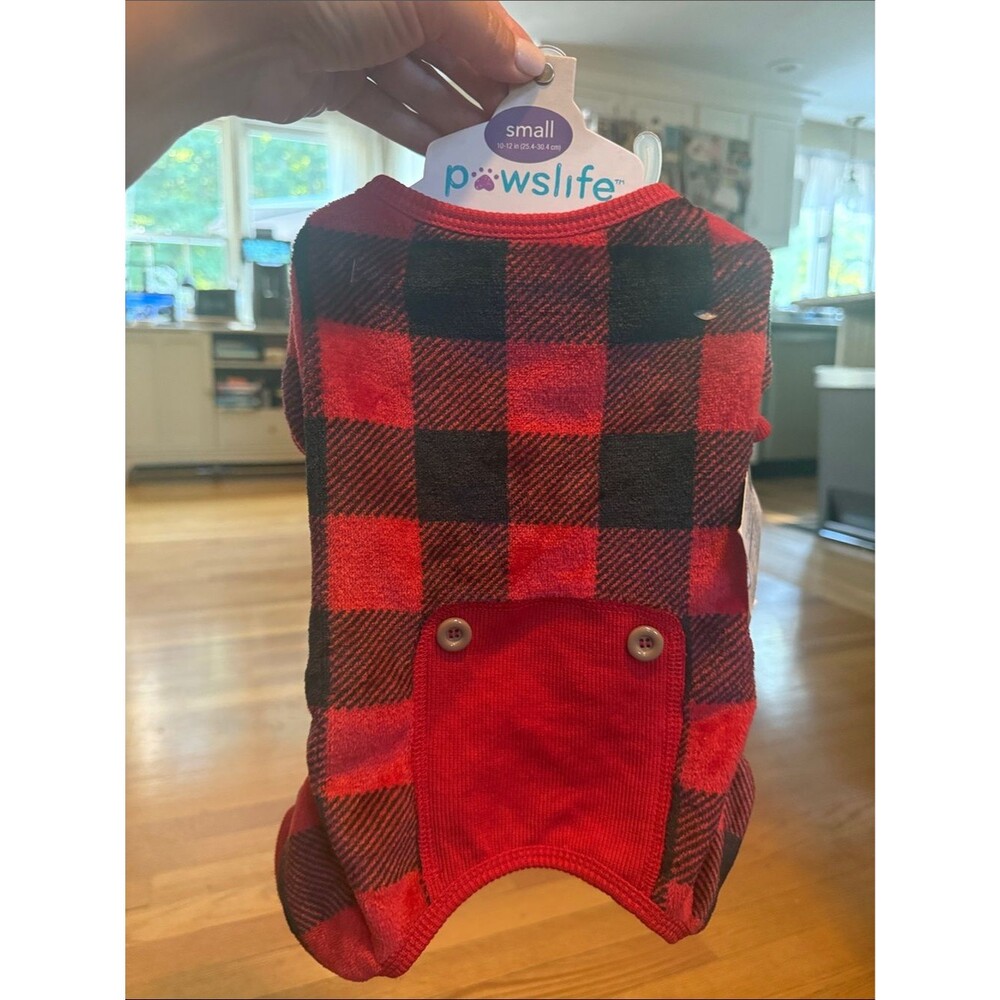 Pawslife Small Buffalo Plaid Dog Shirt Red Black Pocket Pet Clothes Size Small